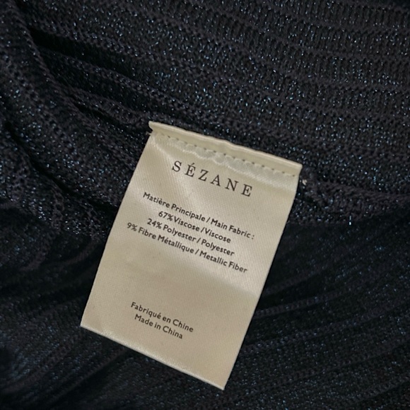 Sezane Eleanor RARE Blue Lurex Knit Bow Tie A-Line Dress Sz M - Picture 13 of 14